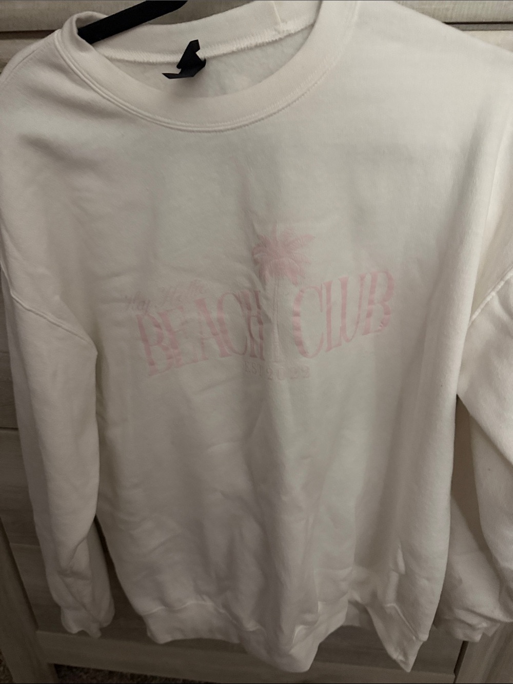 Hey Hottie White 'Beach Club' Graphic Crewneck Sweatshirt - Pale Pink Print